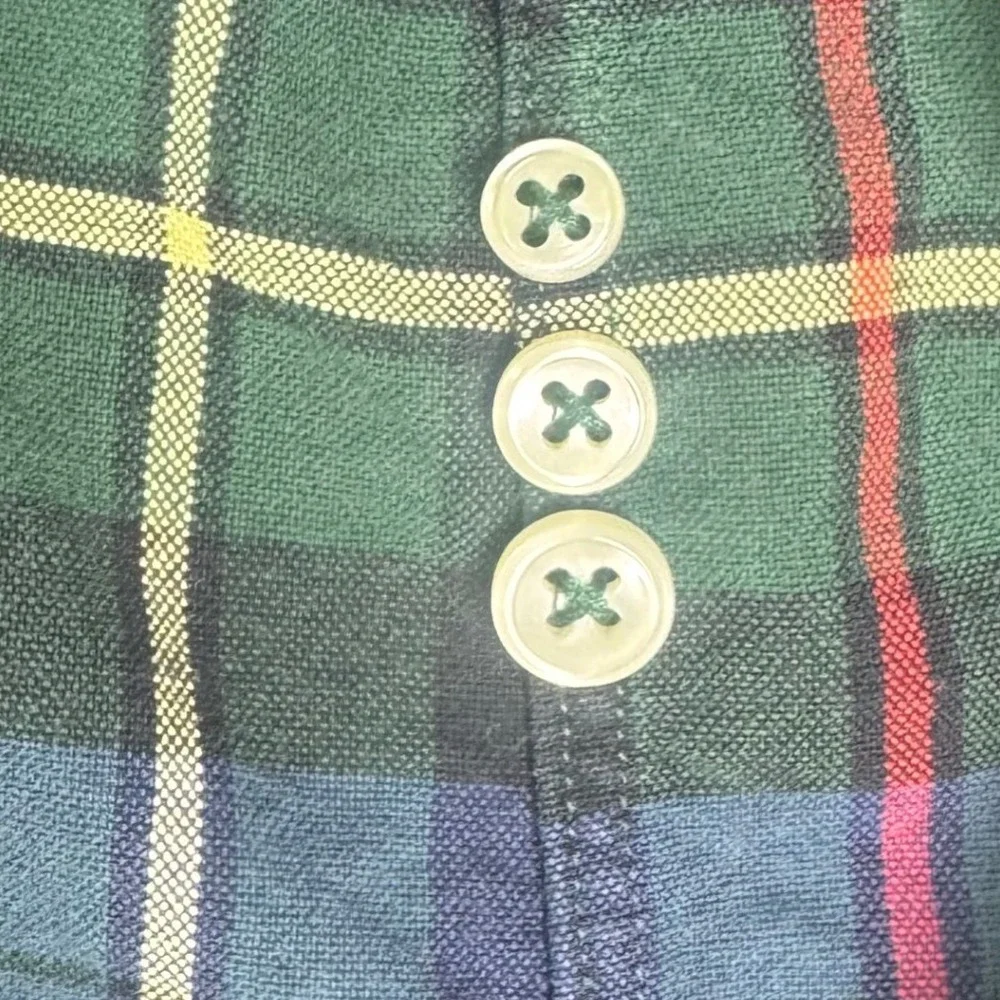 Ralph Lauren Mens Large Plaid Button Down Shirt Blue Green Cotton Long Sleeve